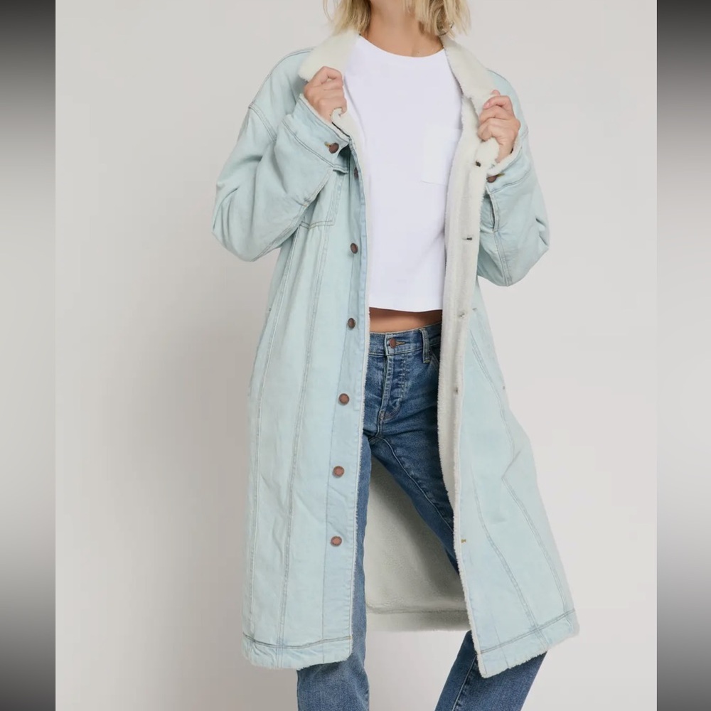 Women's Light Blue Long Denim Jacket